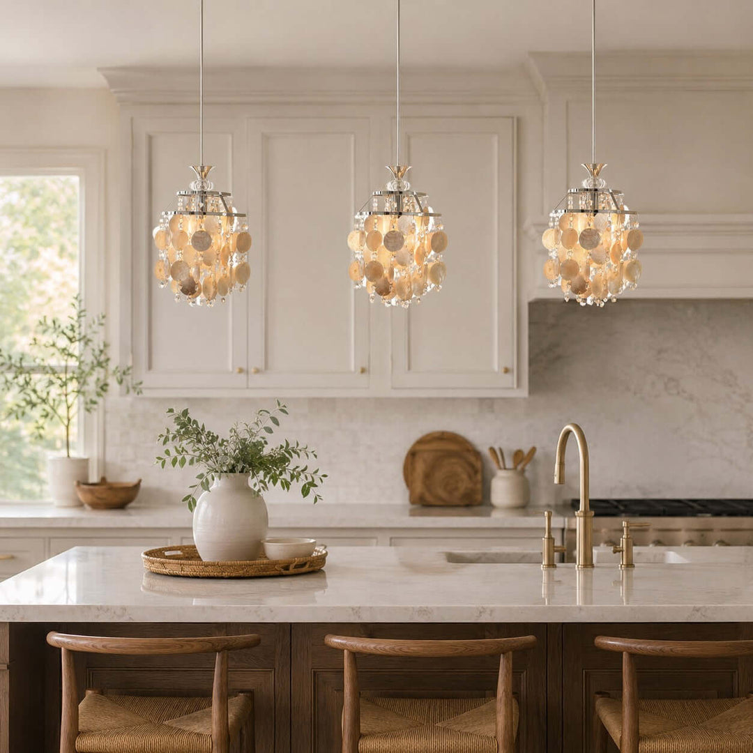 Marielle Shell Pendant Light for Cream French Bedroom Decor Style | Vinlighting