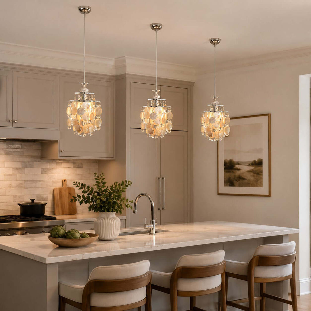 Marielle Shell Pendant Light for Cream French Bedroom Decor Style | Vinlighting