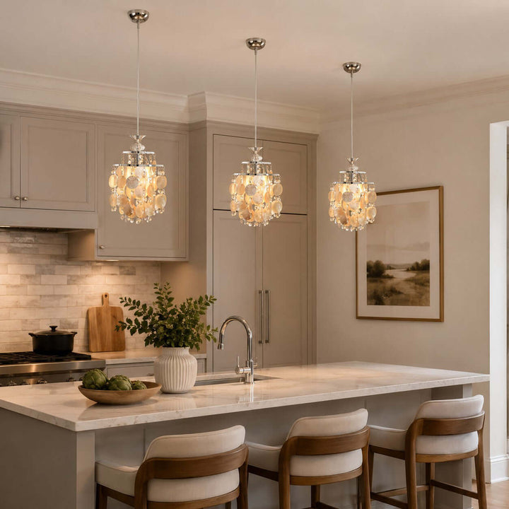 Marielle Shell Pendant Light for Cream French Bedroom Decor Style | Vinlighting