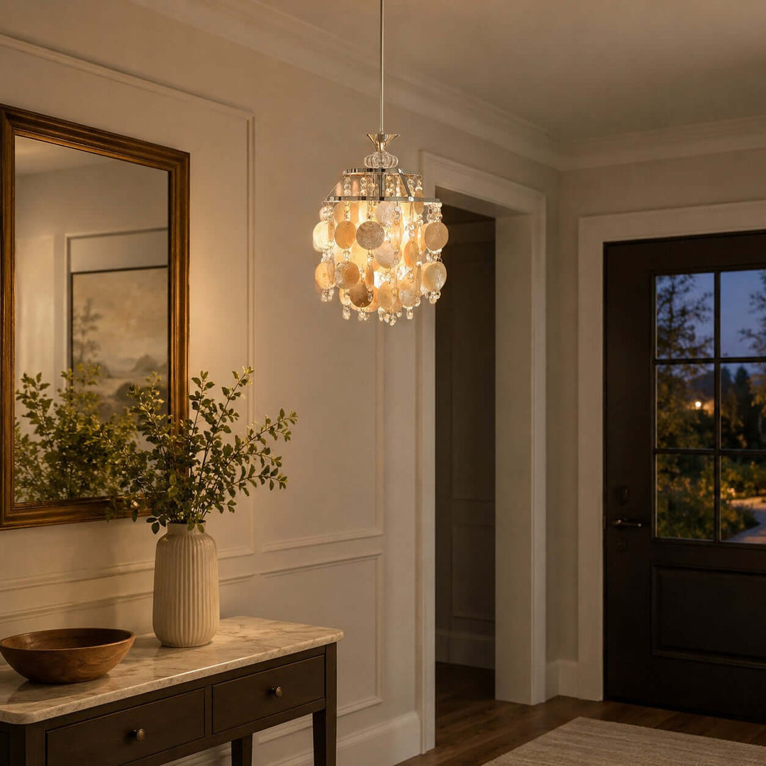 Marielle Shell Pendant Light for Cream French Bedroom Decor Style | Vinlighting