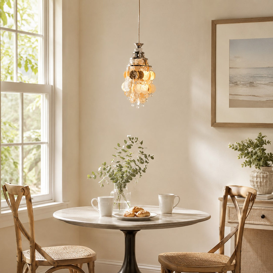 Marielle Shell Pendant Light for Cream French Bedroom Decor Style | Vinlighting