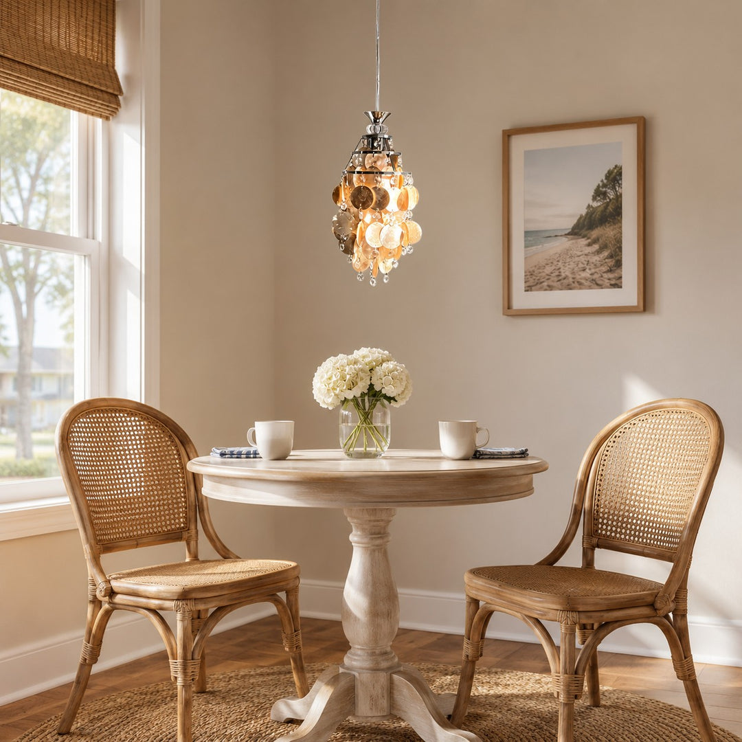 Marielle Shell Pendant Light for Cream French Bedroom Decor Style | Vinlighting