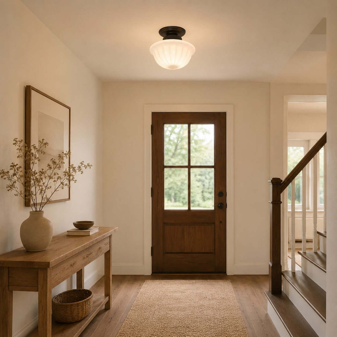 Mariven Flush Mount Light - French Cream Glass Hallway Fixture | Vinlighting