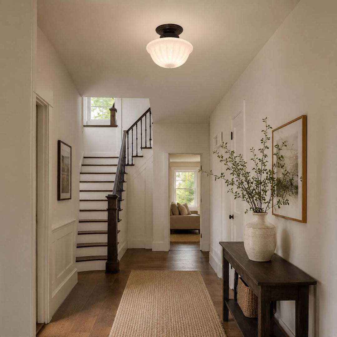 Mariven Flush Mount Light - French Cream Glass Hallway Fixture | Vinlighting