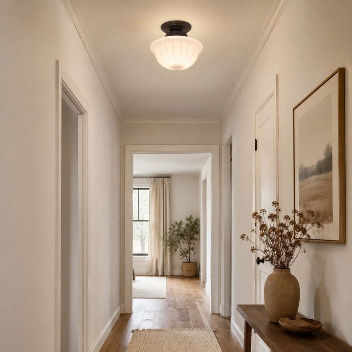 Mariven Flush Mount Light - French Cream Glass Hallway Fixture | Vinlighting