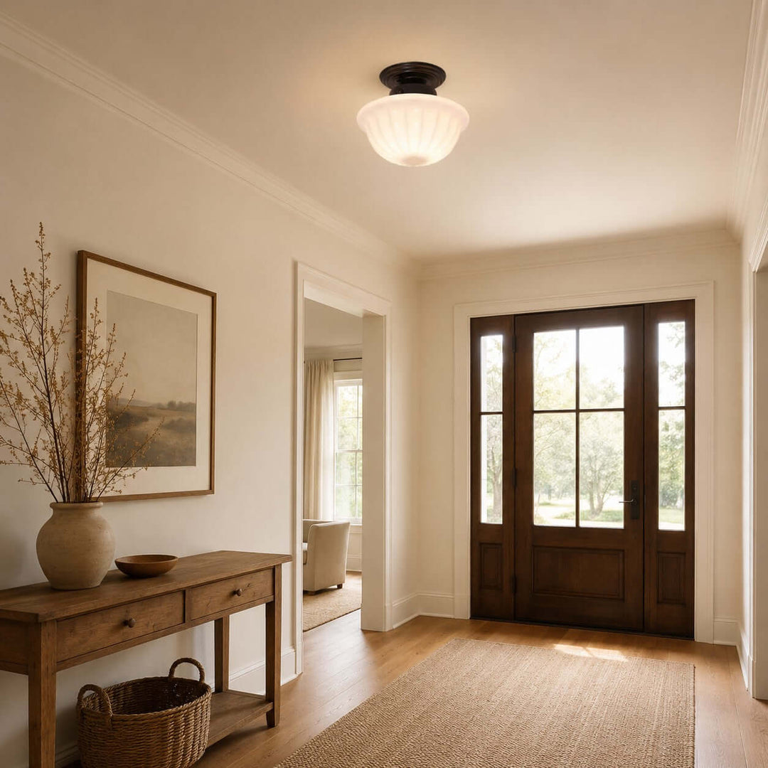 Mariven Flush Mount Light - French Cream Glass Hallway Fixture | Vinlighting