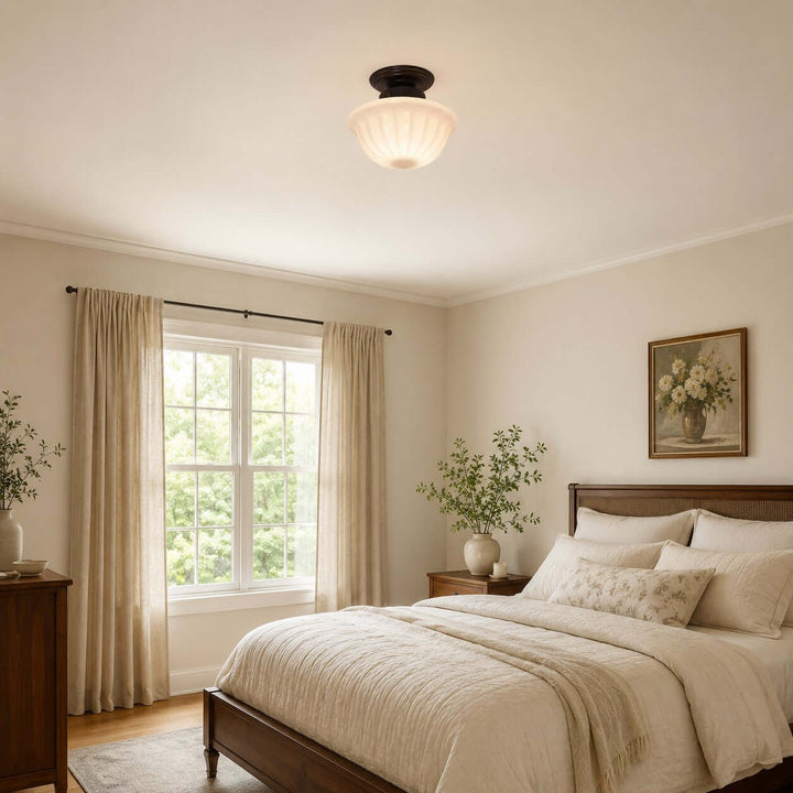 Mariven Flush Mount Light - French Cream Glass Hallway Fixture | Vinlighting