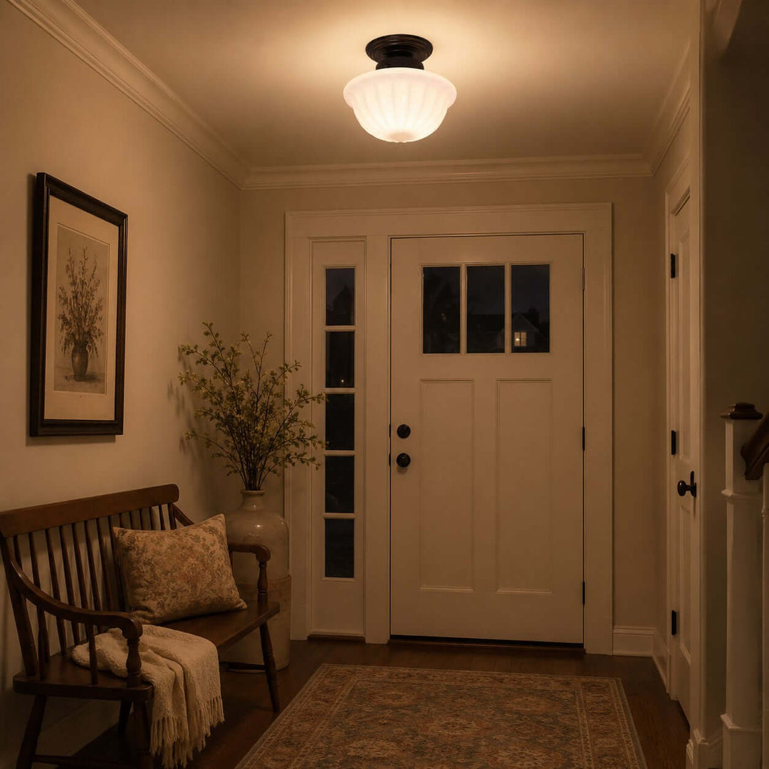 Mariven Flush Mount Light - French Cream Glass Hallway Fixture | Vinlighting