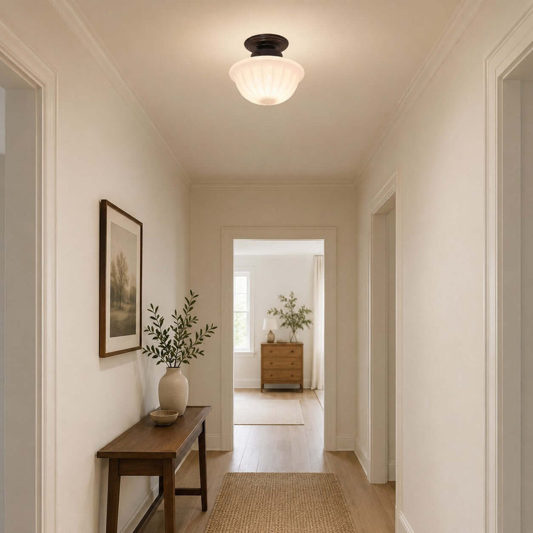 Mariven Flush Mount Light - French Cream Glass Hallway Fixture | Vinlighting