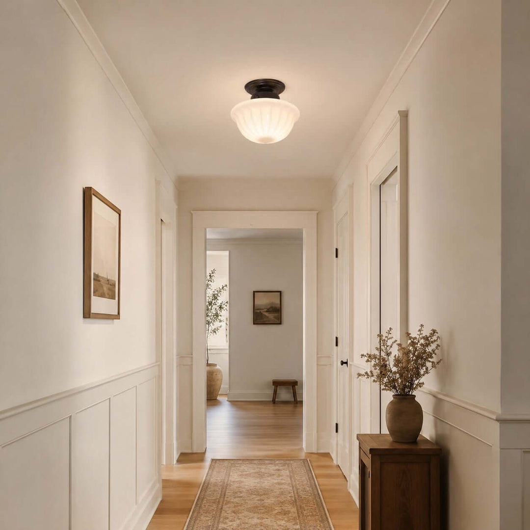 Mariven Flush Mount Light - French Cream Glass Hallway Fixture | Vinlighting