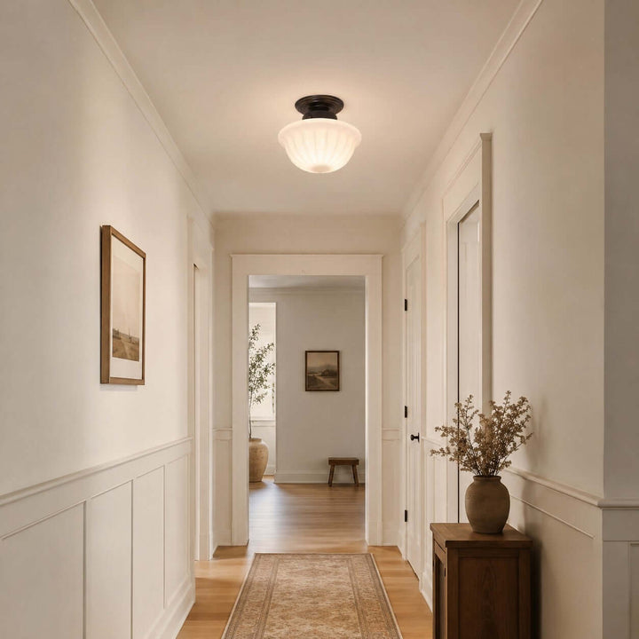 Mariven Flush Mount Light - French Cream Glass Hallway Fixture | Vinlighting
