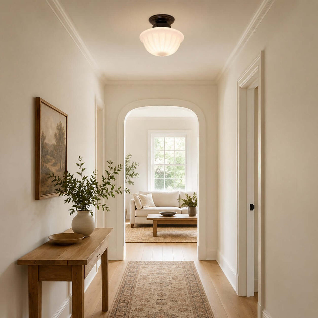 Mariven Flush Mount Light - French Cream Glass Hallway Fixture | Vinlighting