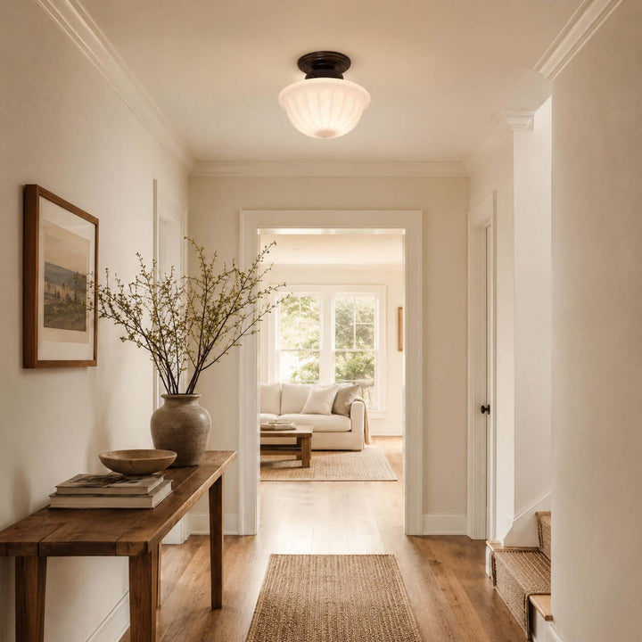 Mariven Flush Mount Light - French Cream Glass Hallway Fixture | Vinlighting