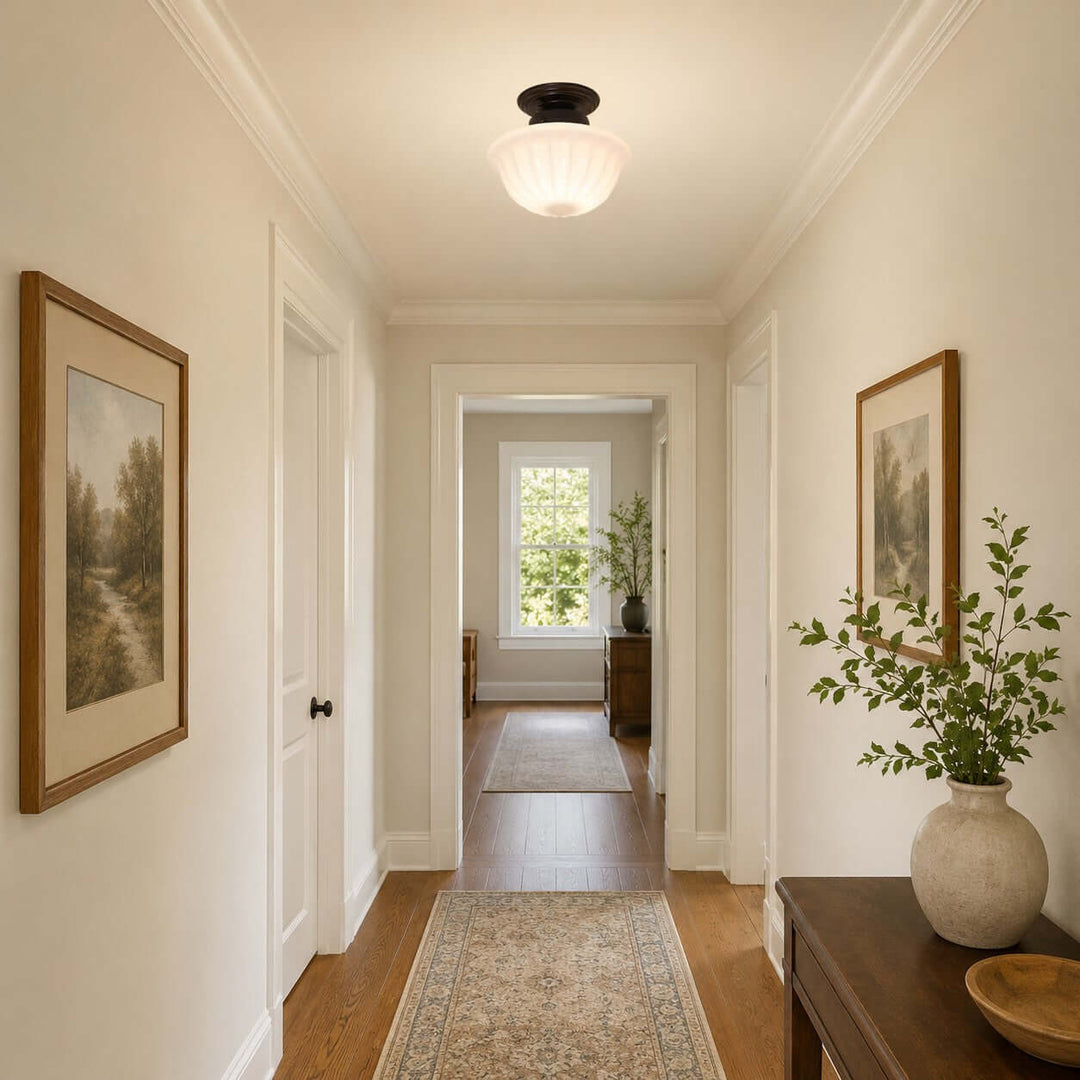 Mariven Flush Mount Light - French Cream Glass Hallway Fixture | Vinlighting