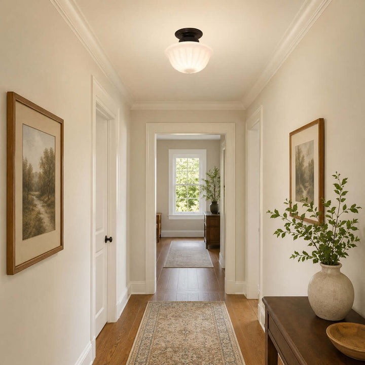 Mariven Flush Mount Light - French Cream Glass Hallway Fixture | Vinlighting