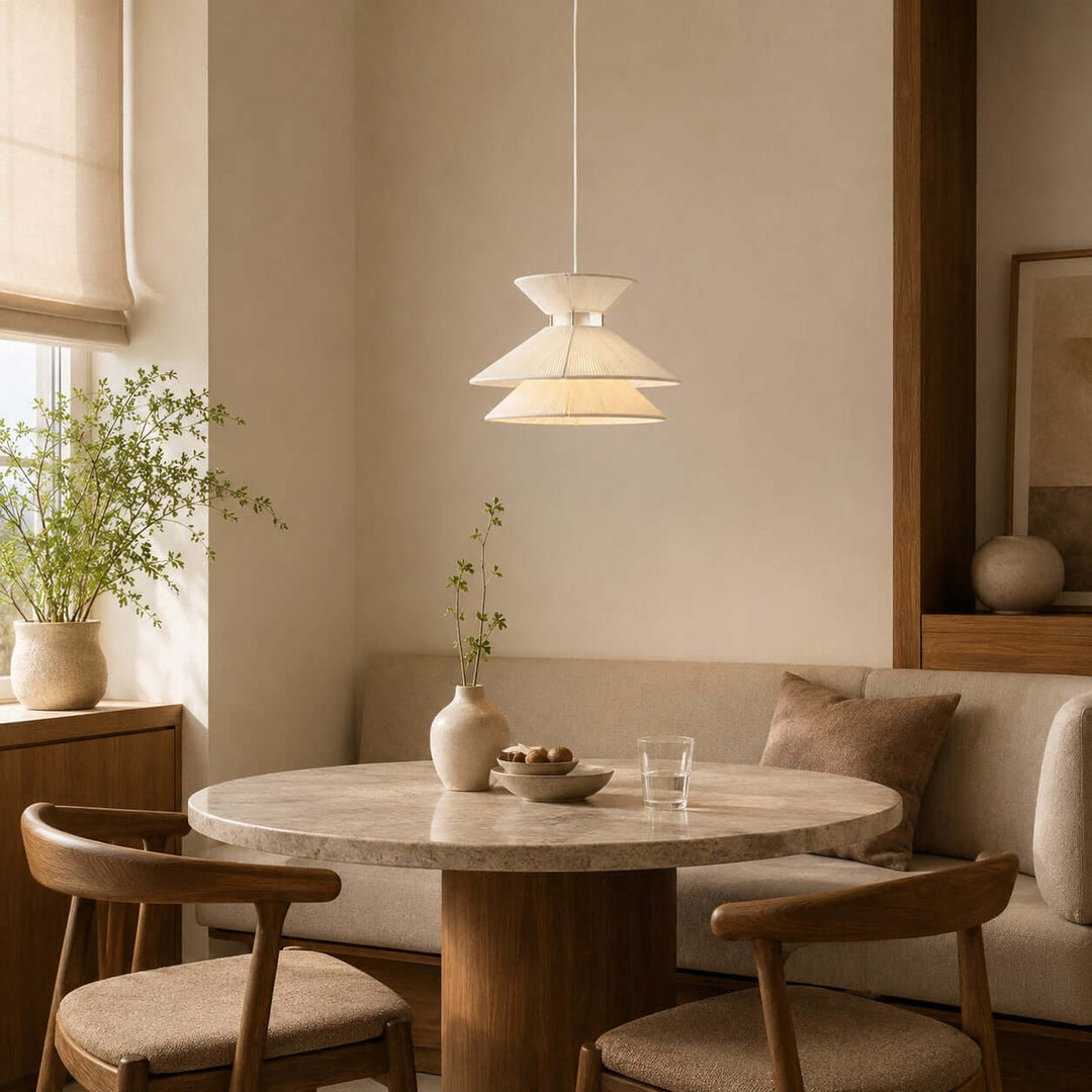 Marlow Minimalist Japandi Pendant Light - Cotton Dining Room Lamp | Vinlighting