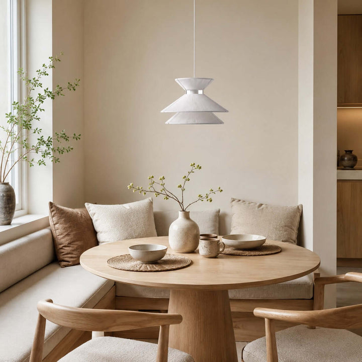 Marlow Minimalist Japandi Pendant Light - Cotton Dining Room Lamp | Vinlighting