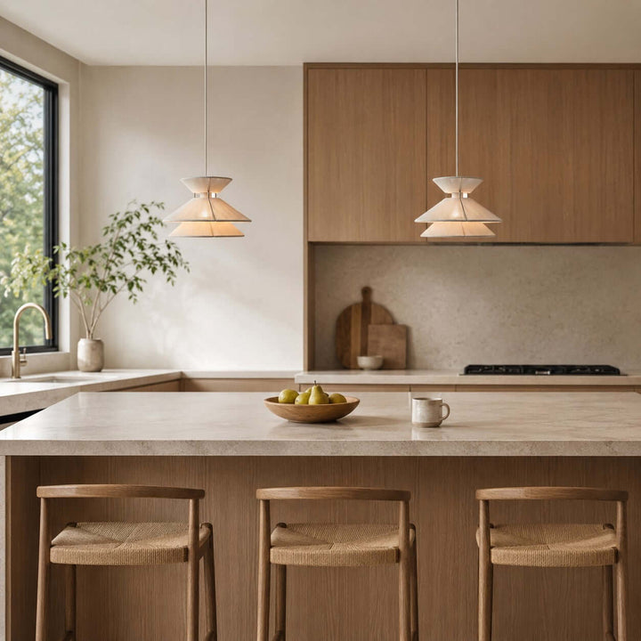 Marlow Minimalist Japandi Pendant Light - Cotton Dining Room Lamp | Vinlighting