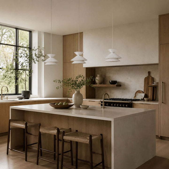 Marlow Minimalist Japandi Pendant Light - Cotton Dining Room Lamp | Vinlighting