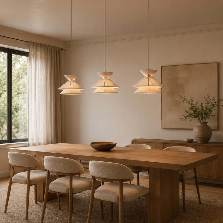 Marlow Minimalist Japandi Pendant Light - Cotton Dining Room Lamp | Vinlighting