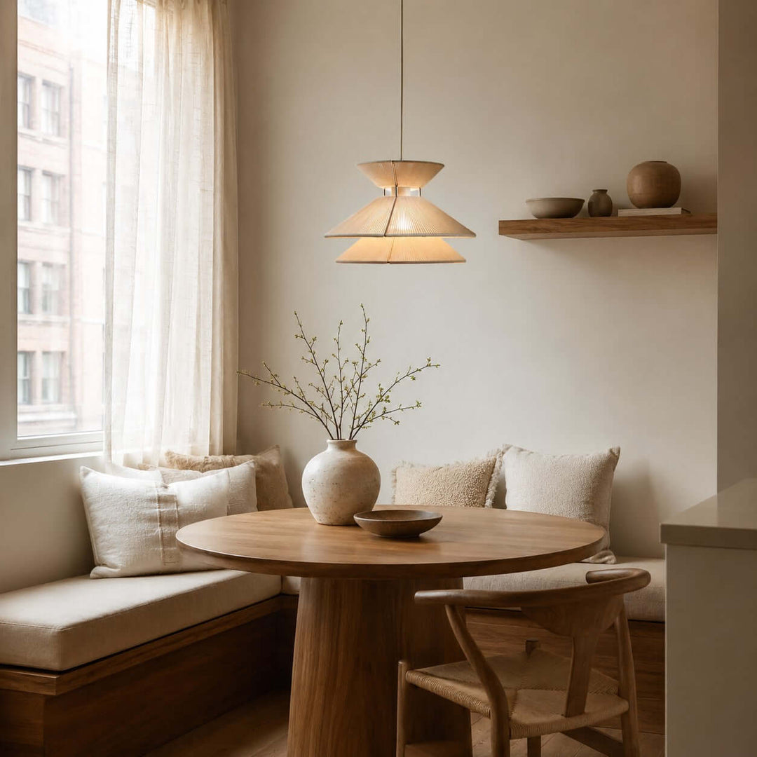 Marlow Minimalist Japandi Pendant Light - Cotton Dining Room Lamp | Vinlighting