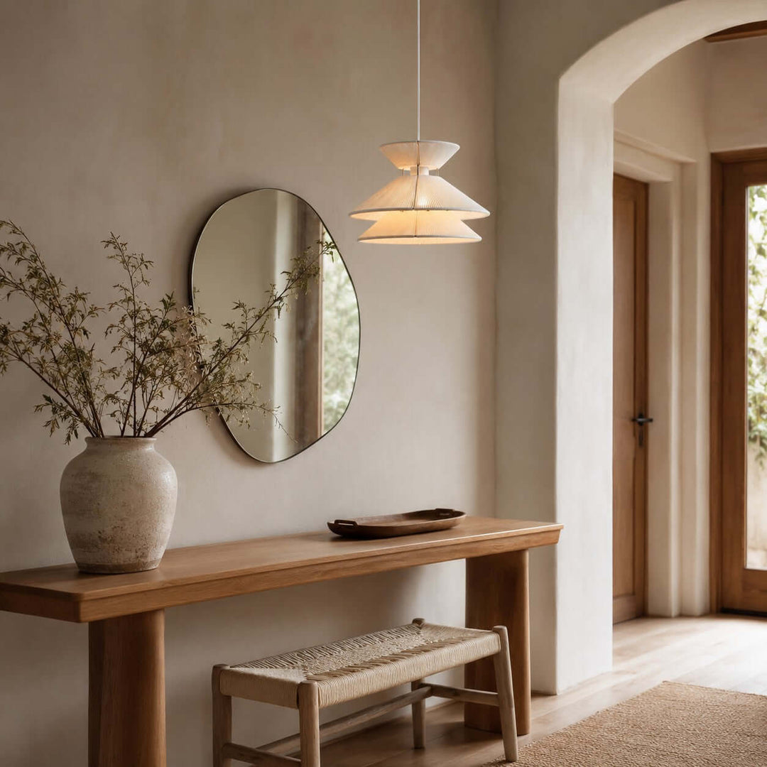 Marlow Minimalist Japandi Pendant Light - Cotton Dining Room Lamp | Vinlighting