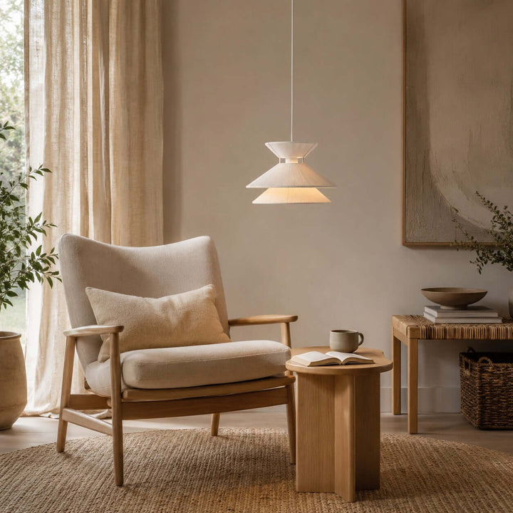 Marlow Minimalist Japandi Pendant Light - Cotton Dining Room Lamp | Vinlighting
