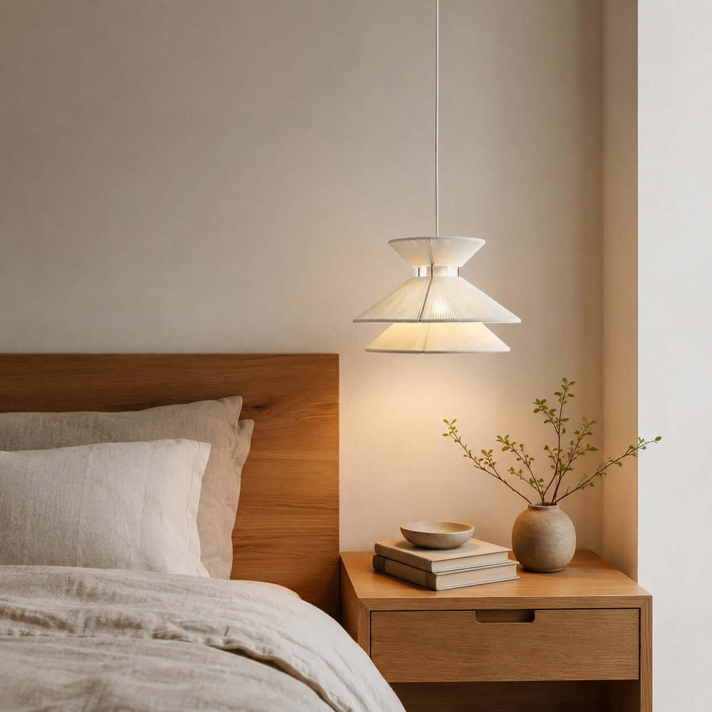 Marlow Minimalist Japandi Pendant Light - Cotton Dining Room Lamp | Vinlighting
