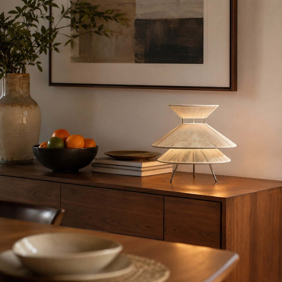 Marlow Table Lamp - Minimalist Wabi Sabi Cotton Thread Table Lamp | Vinlighting