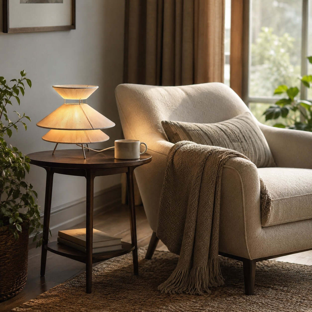 Marlow Table Lamp - Minimalist Wabi Sabi Cotton Thread Table Lamp | Vinlighting