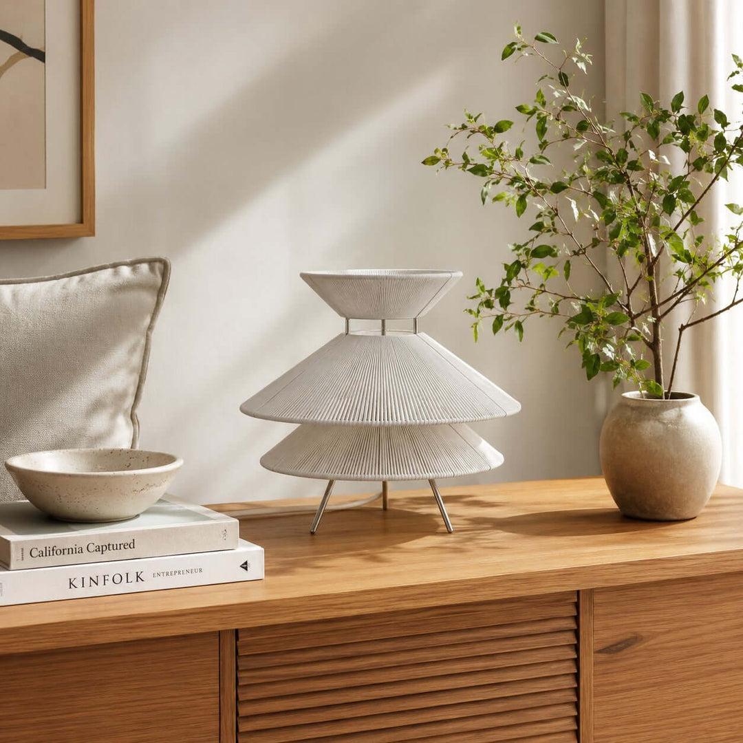 Marlow Table Lamp - Minimalist Wabi Sabi Cotton Thread Table Lamp | Vinlighting