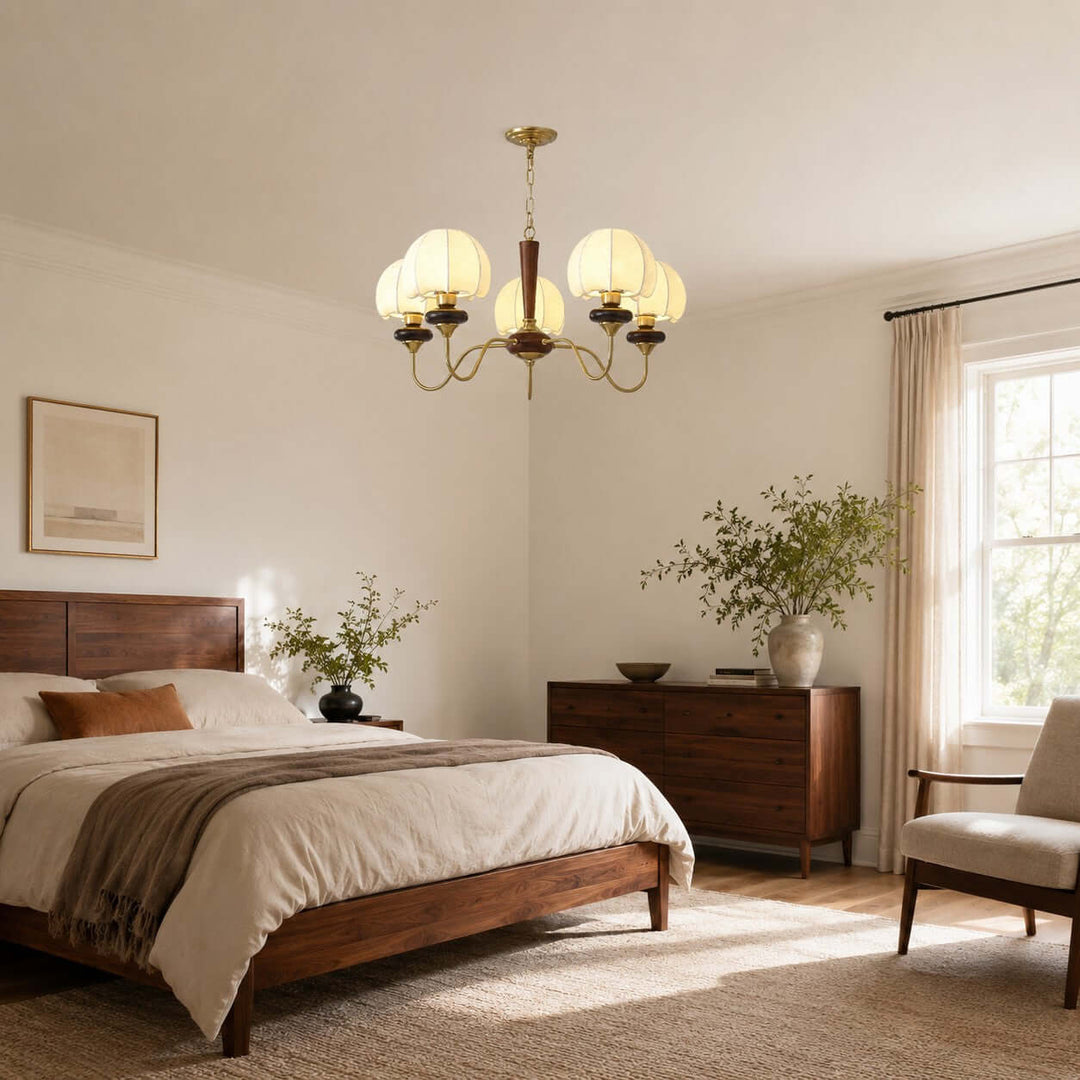 Marvelle Chandelier – American Vintage Fabric Mushroom Dining Lighting | Vinlighting