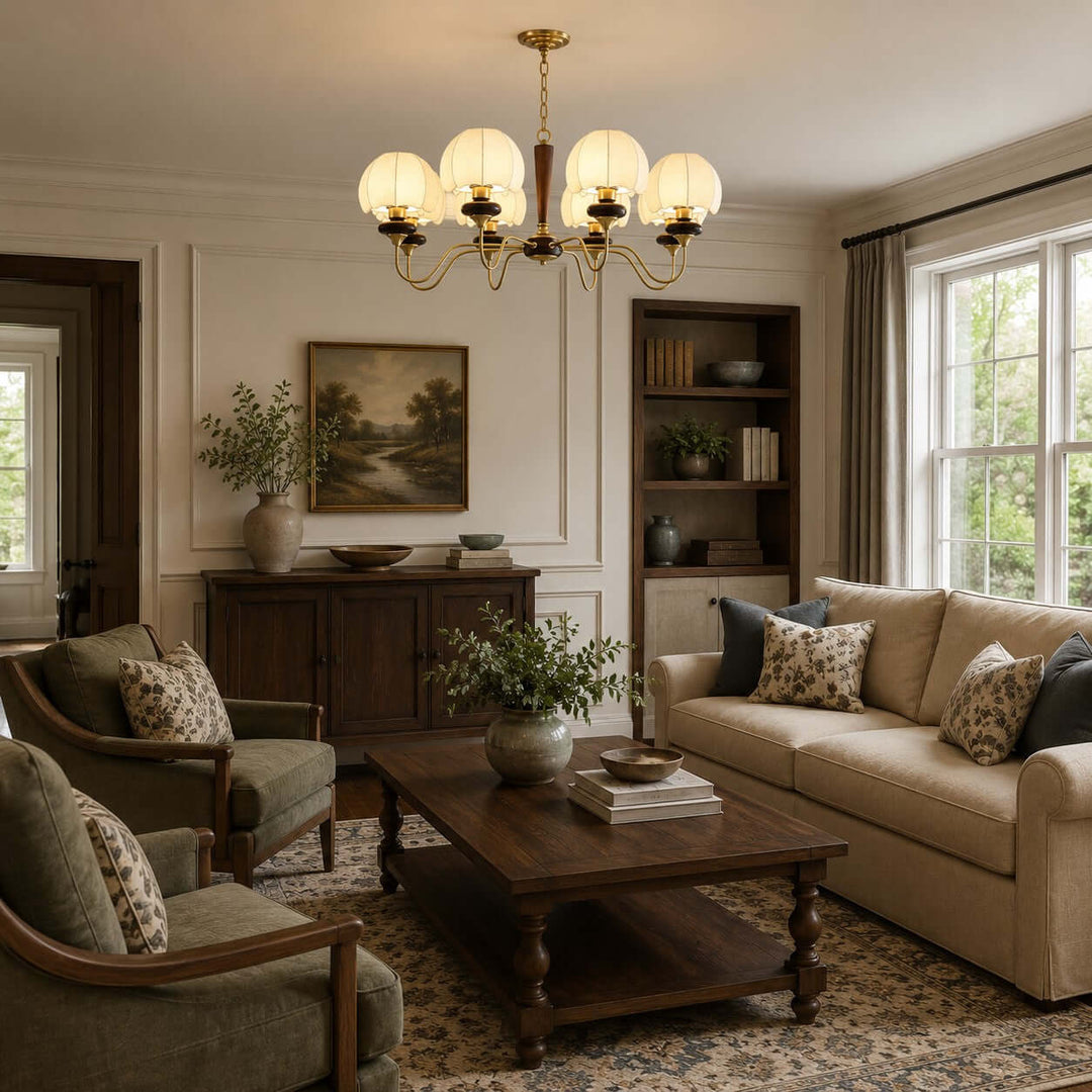 Marvelle Chandelier – American Vintage Fabric Mushroom Dining Lighting | Vinlighting