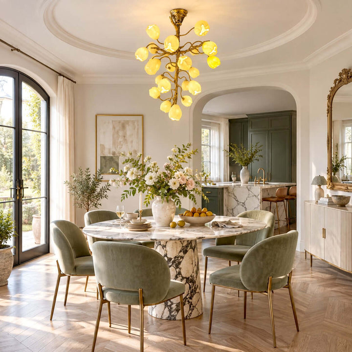 Mavrelle Modern Gold Ceramic Botanical Chandelier for Dining Room