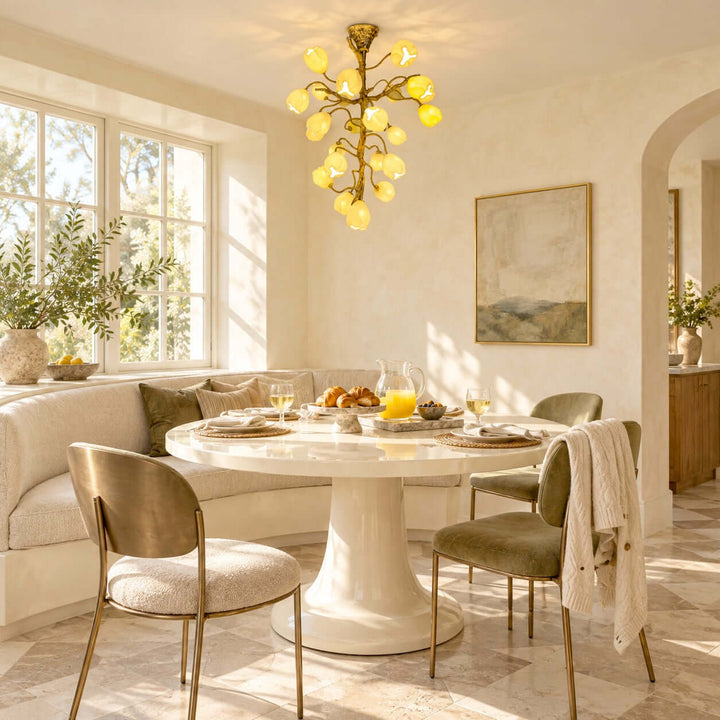 Mavrelle Modern Gold Ceramic Botanical Chandelier for Dining Room