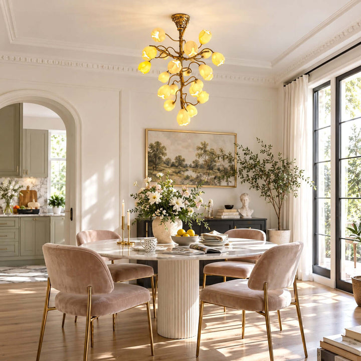 Mavrelle Modern Gold Ceramic Botanical Chandelier for Dining Room