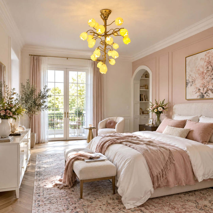 Mavrelle Modern Gold Ceramic Botanical Chandelier for Dining Room