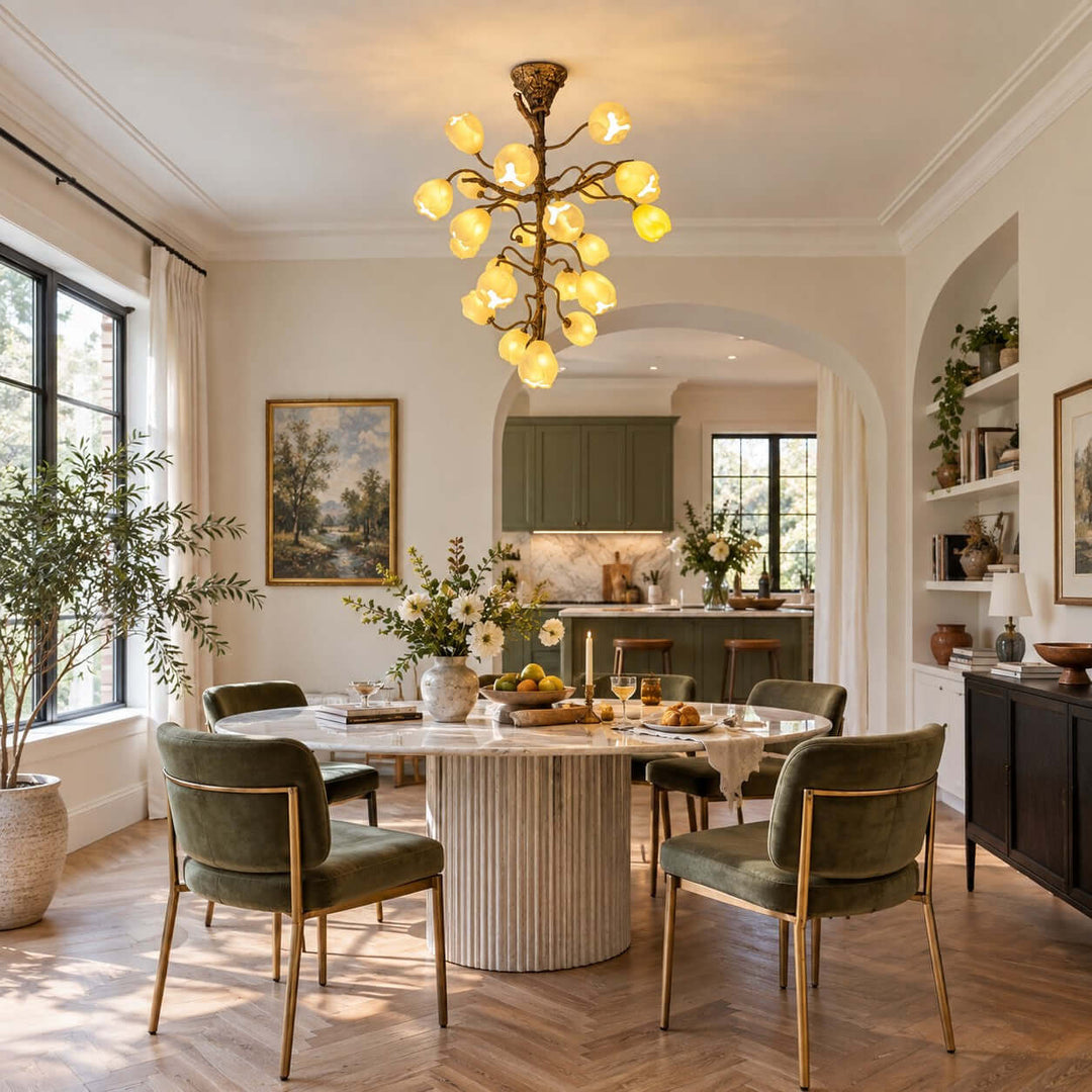 Mavrelle Modern Gold Ceramic Botanical Chandelier for Dining Room