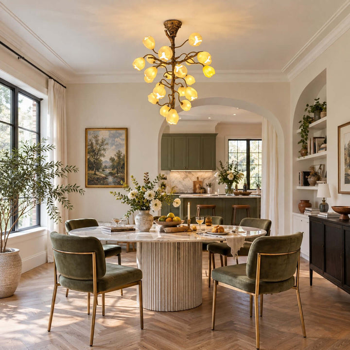 Mavrelle Modern Gold Ceramic Botanical Chandelier for Dining Room