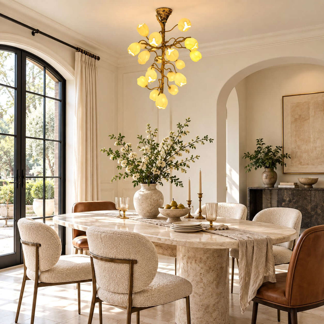 Mavrelle Modern Gold Ceramic Botanical Chandelier for Dining Room