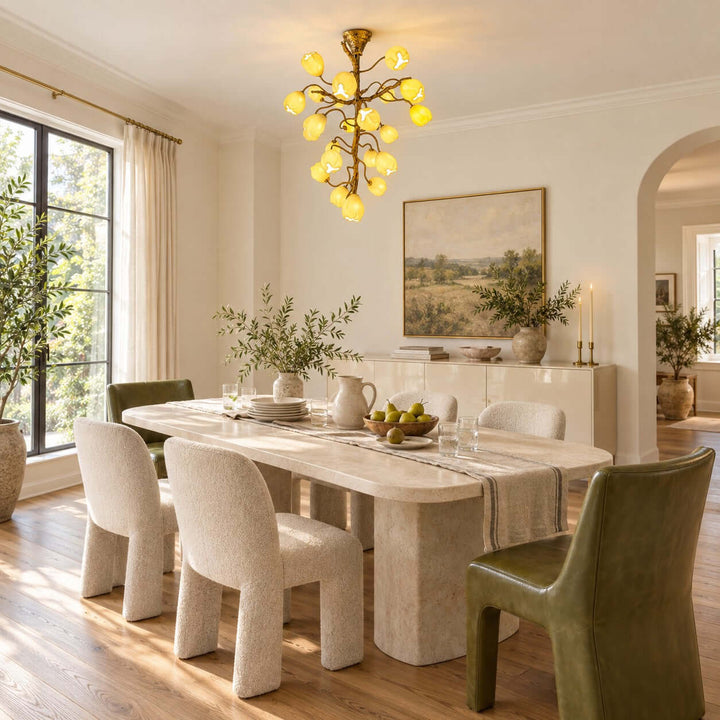 Mavrelle Modern Gold Ceramic Botanical Chandelier for Dining Room