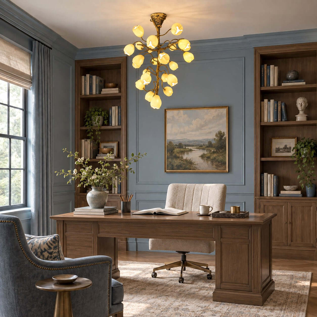 Mavrelle Modern Gold Ceramic Botanical Chandelier for Dining Room