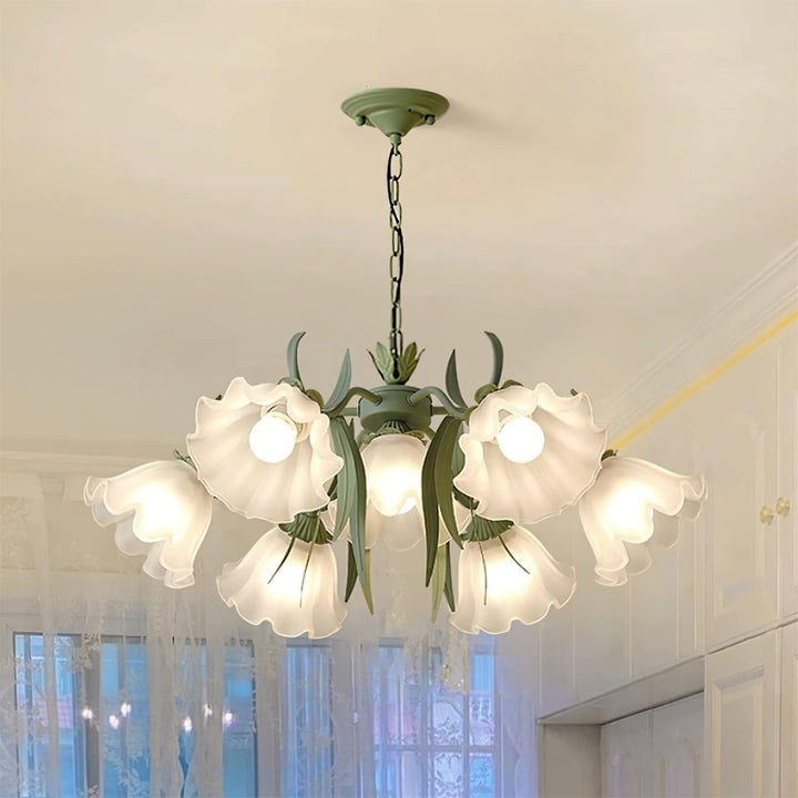 Maysea Lily Flower Chandelier | Vintage Green Shabby Chic Lighting | Vinlighting | Vinlighting