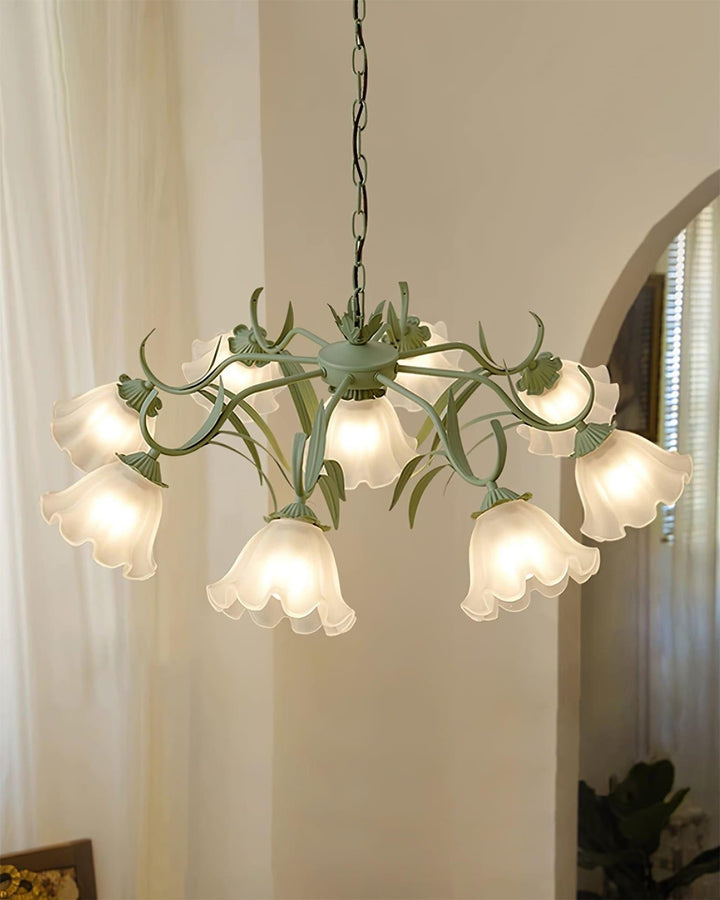 Maysea Lily Flower Chandelier | Vintage Green Shabby Chic Lighting | Vinlighting | Vinlighting