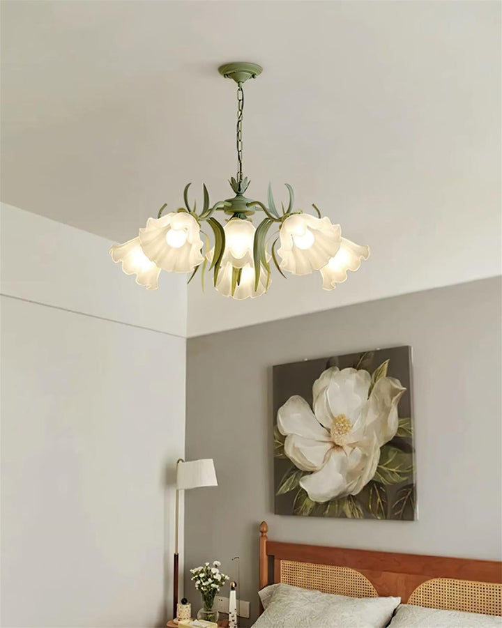Maysea Lily Flower Chandelier | Vintage Green Shabby Chic Lighting | Vinlighting | Vinlighting