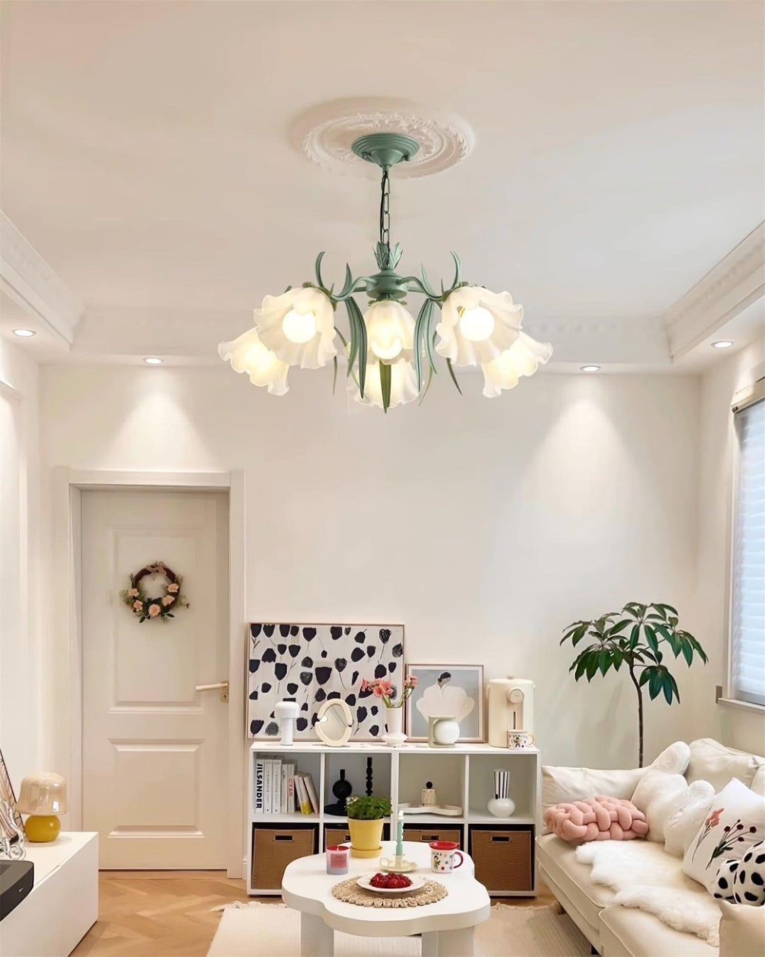Maysea Lily Flower Chandelier | Vintage Green Shabby Chic Lighting | Vinlighting | Vinlighting