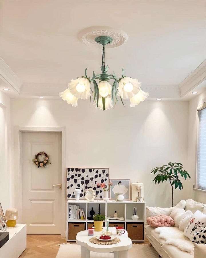 Maysea Lily Flower Chandelier | Vintage Green Shabby Chic Lighting | Vinlighting | Vinlighting