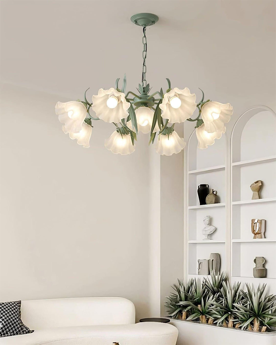 Maysea Lily Flower Chandelier | Vintage Green Shabby Chic Lighting | Vinlighting | Vinlighting