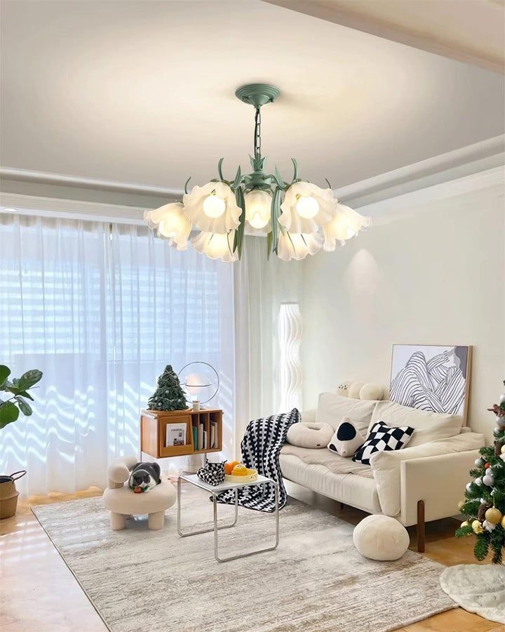 Maysea Lily Flower Chandelier | Vintage Green Shabby Chic Lighting | Vinlighting | Vinlighting
