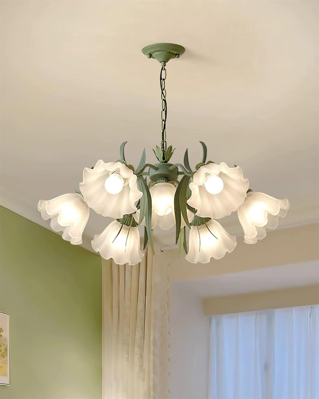 Maysea Lily Flower Chandelier | Vintage Green Shabby Chic Lighting | Vinlighting | Vinlighting